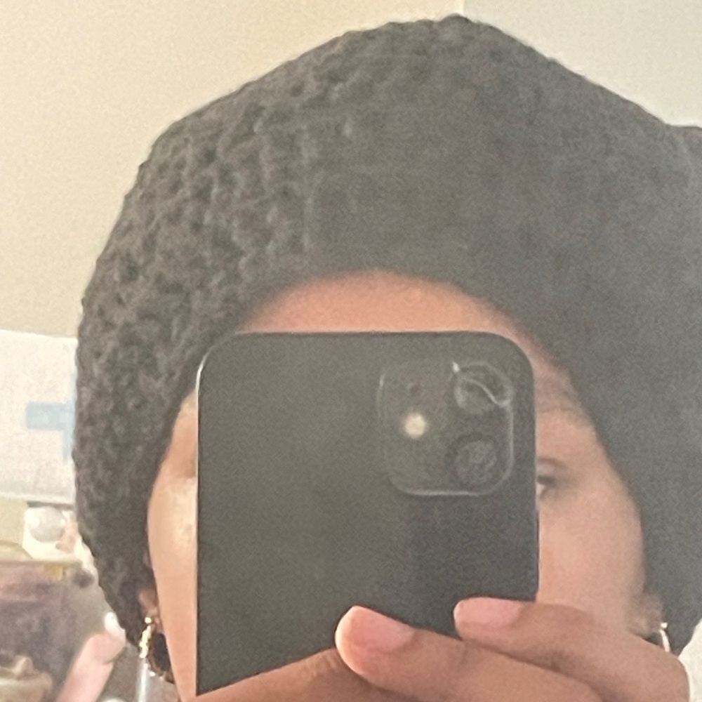 Black crochet cat ear beanie